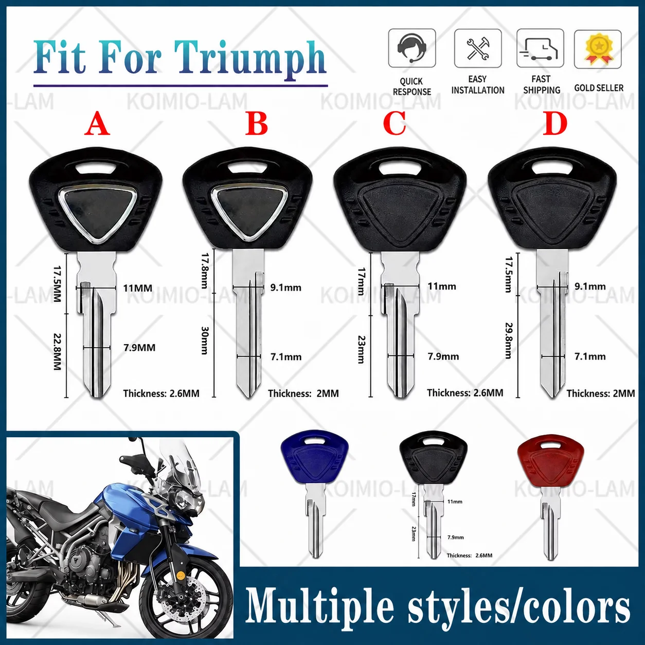 Fit for Triumph Street Triple 600 675 1050 T955 Tiger 800 T100 T900 T800 T 100 120 900 Uncut Blade Blank Key