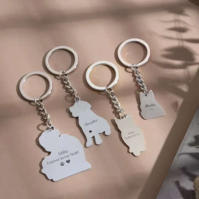 Personalisierter Haustier-Porträt-Schlüsselanhänger: Individuell gestalteter Schlüsselanhänger mit einem Foto des Haustiers, Schlüsselanhänger mit einem Foto des Haustiers und seines Besitzers, Haustier-Gedenkschmuck, mit Textgravur auf der Rückseite des Schlüsselanhängers, hochwertiger Schlüsselanhänger aus Edelstahl. – Detail 4