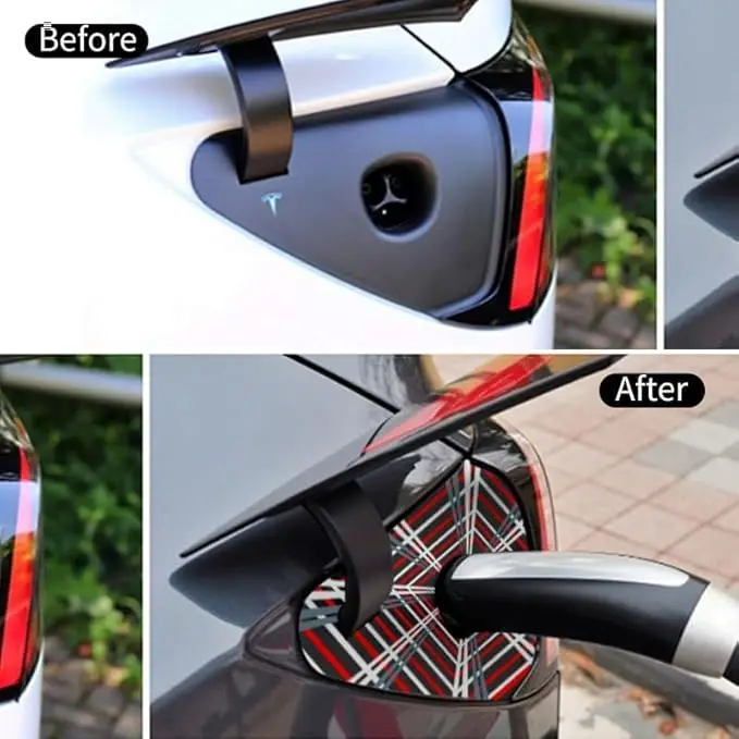 Charge Port Cover Vinyl Wrap for Tesla Model Y (2022-2026) & Tesla Model 3 (2022-2026) -Not for EU Tesla