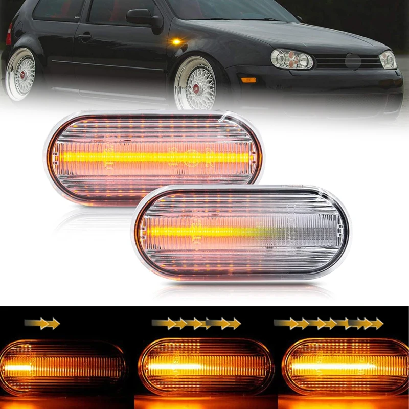 2 SZTUKI dynamicznych bocznych świateł kierunkowskazów LED do VW Golf 3 4 MK3 MK4 Passat 3BG Polo 6N 9N Bora Vento