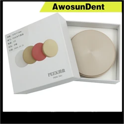 A1 Color Pink Yellow White PEEK Block Denture CADCAM Materials Disc Dental PEEK Disks