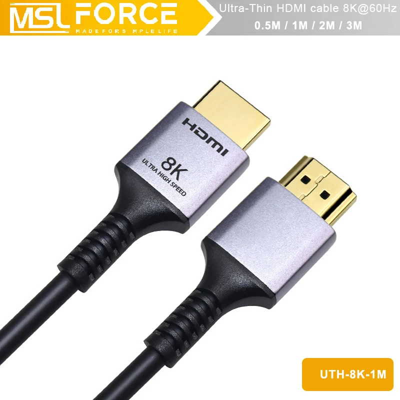 Ultra Thin 8K HDMI Cable for Mi Box 48Gbps Digital for PS5 PS4 8K 2.1 4K 2.0 HDMI-Compatible Extend HDMI  0.5M 1M 8K/60Hz Cables