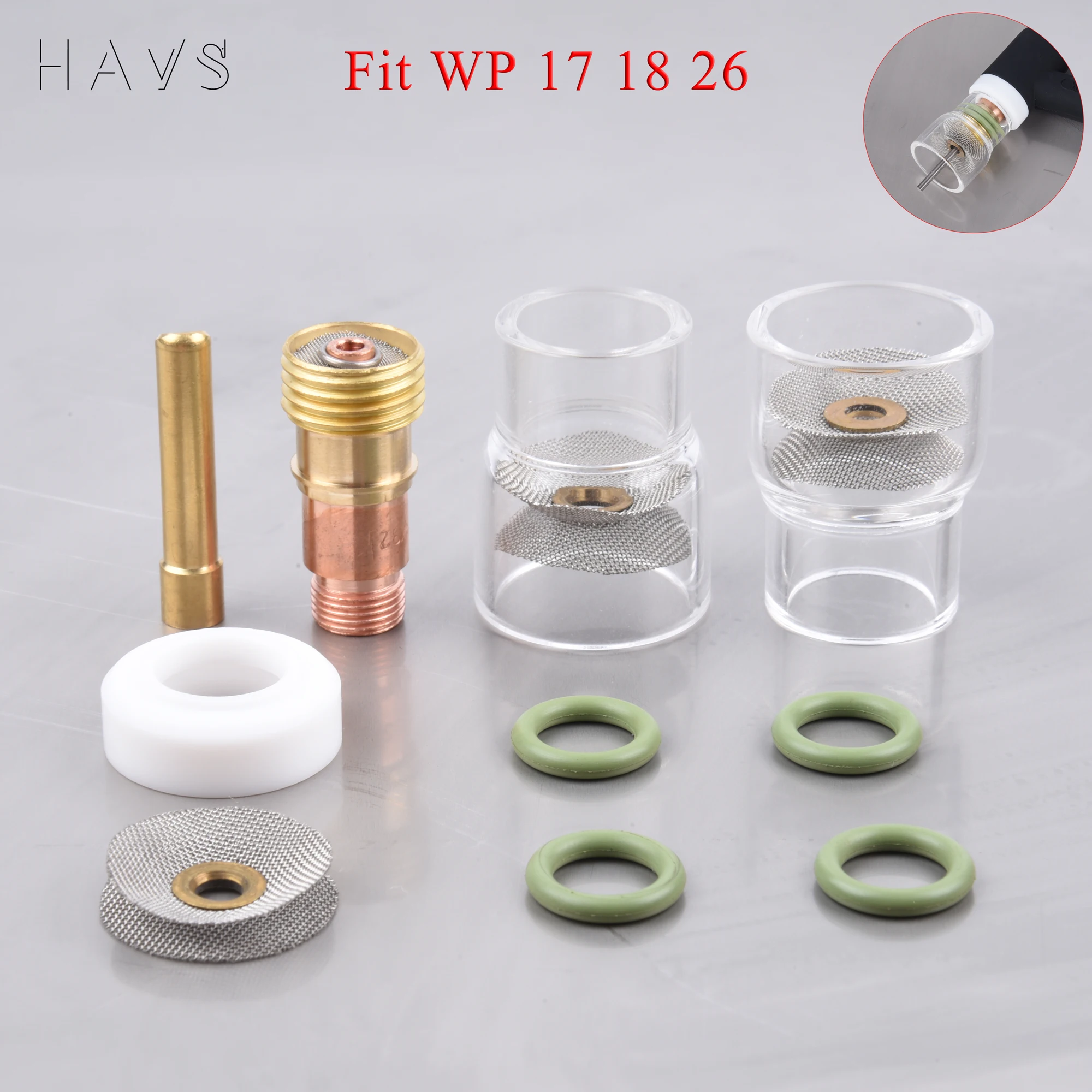 12pcs TIG Welding  #12 High Temperature Glass Cup Kit Torches WP17 18 26 Stubby Collets Body Gas Lens Sets