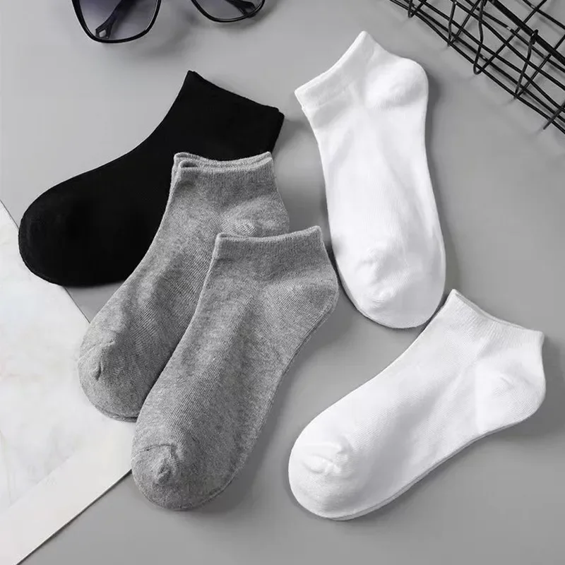 5 paires Mens Chaussettes Bateau Noir D'affaires Solide Couleur Respirant Confortable Haute Qualité Cheville