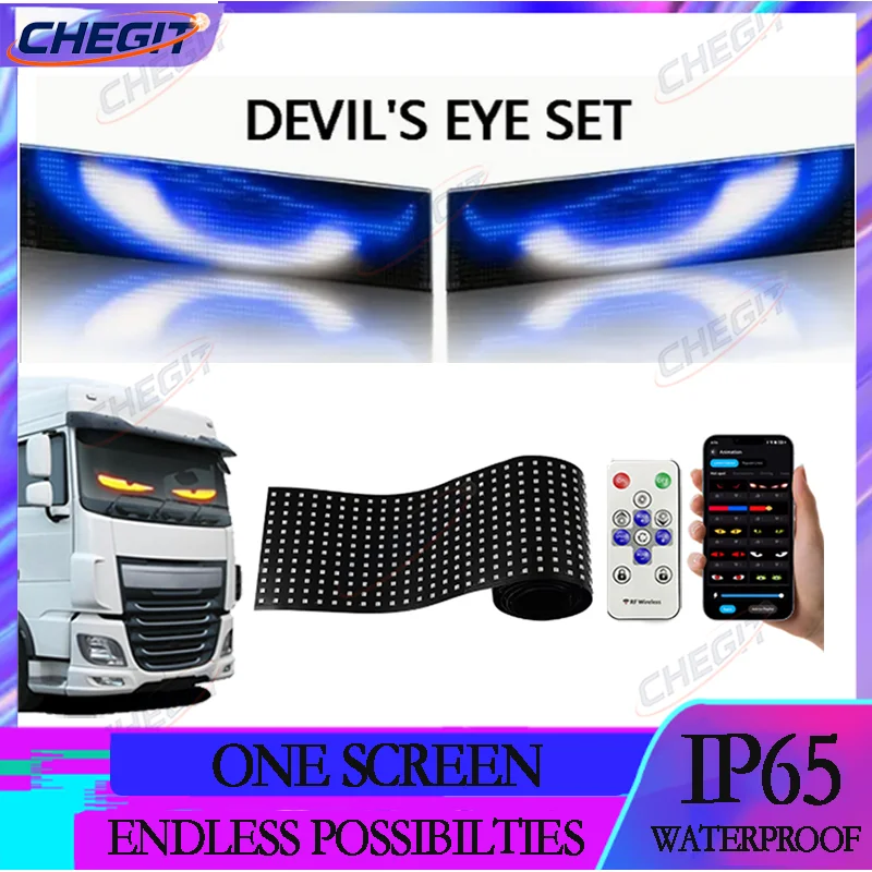 

APP Control LED Грузовик Изготовленный на заказ текстовый узор Освещение Дисплей для доски Лобовое стекло с дистанционным управлением Автомобильный свет Devil Eye Режим музыки 12 В