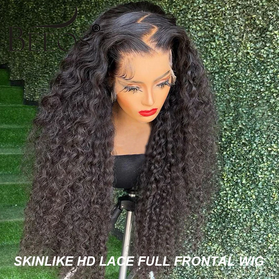 

BEEOS 200% Water Wave 13x6 HD Lace Full Frontal Wig Pre plucked 13x4 HD Lace Full Front Human Hair Wigs Brazilian Skinlike Remy