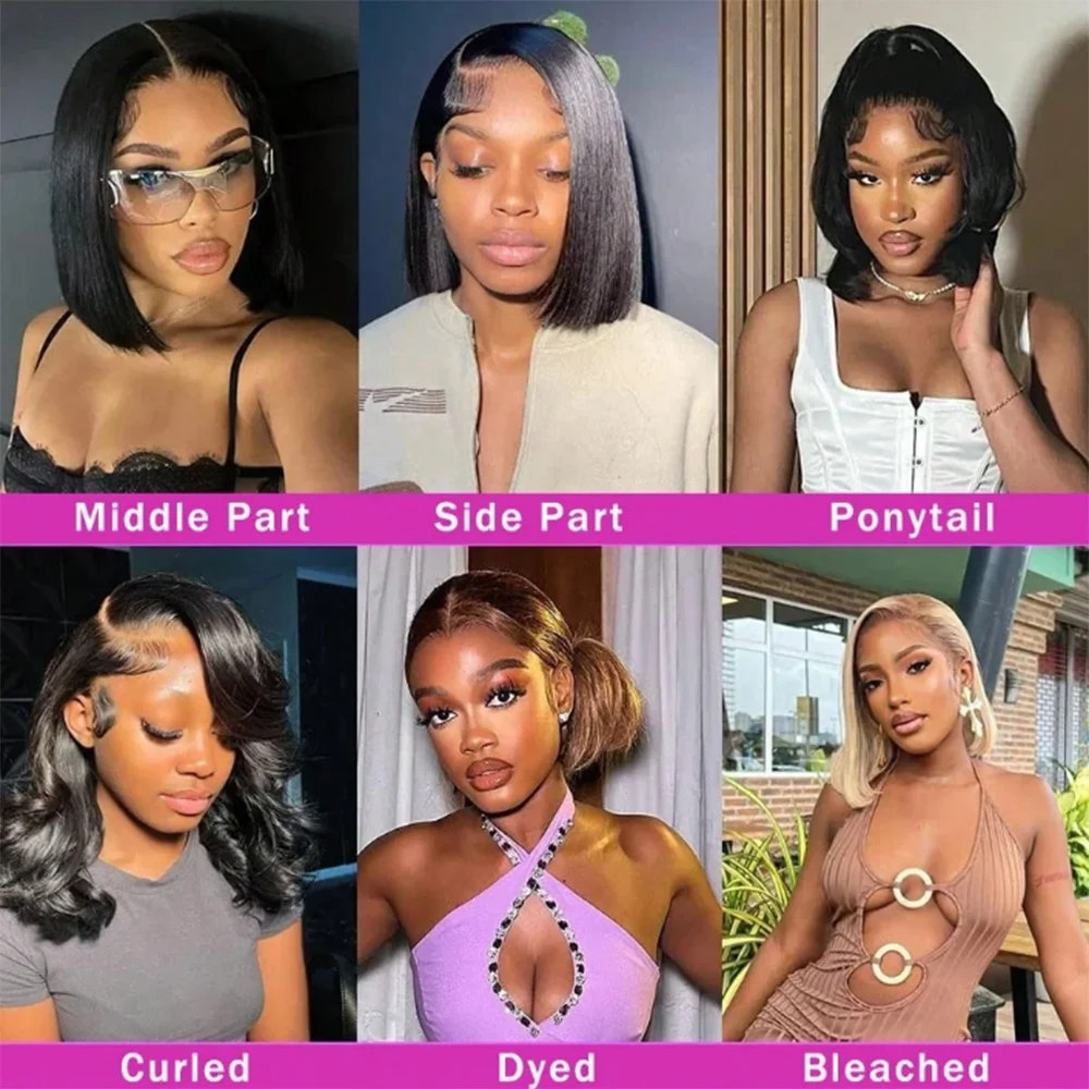 الجسم موجة قصيرة بوب شعر مستعار 13x4 الدانتيل الجبهة باروكة من شعر طبيعي 100% البرازيلي شعر ريمي قبل قطعها مع شعر الطفل 250 الكثافة #3