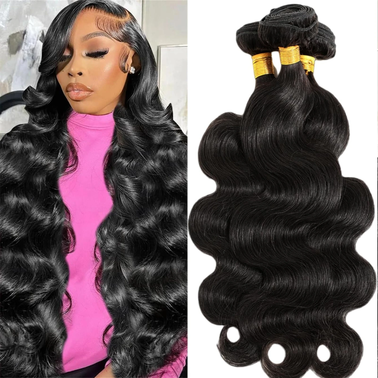 

Бразильские пучки натуральных волос Объемная волна Пучки человеческих волос Натуральные черные пучки плетения Наращивание человеческих волос Настоящие пучки человеческих волос