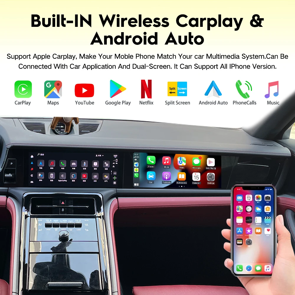 Car Copilot Screen 11 Inch For Porsche Panamera 2024 Multimedia Player Android Auto CarPlay Passenger Entertainment Panel