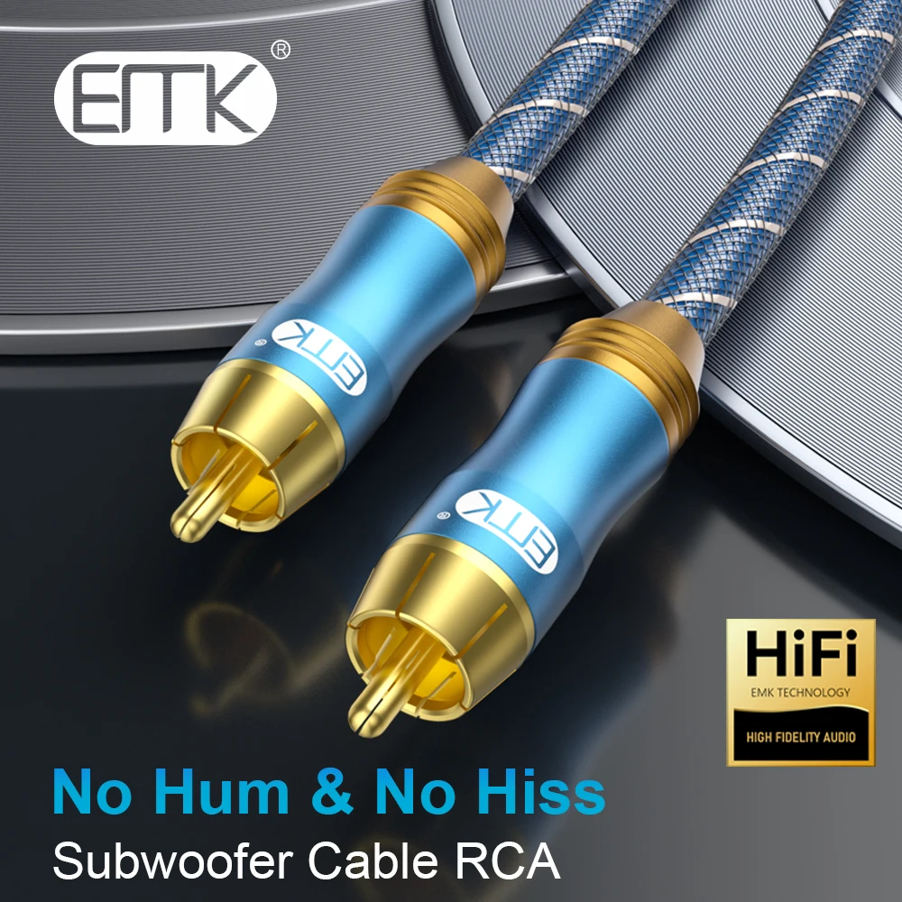 EMK RCA Cable Digital Coaxial Audio Cable Stereo Audio RCA to RCA Male Coaxial Cable Hifi Subwoofer Cable for DVD TV Speaker