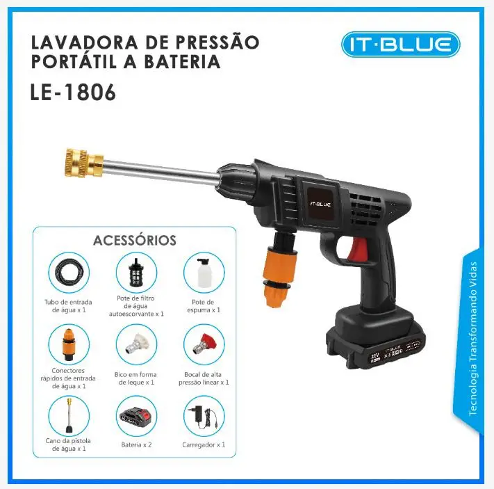 Lavadora De Pressão K Turbo Portátil 2 Bateria 1300mah 21v