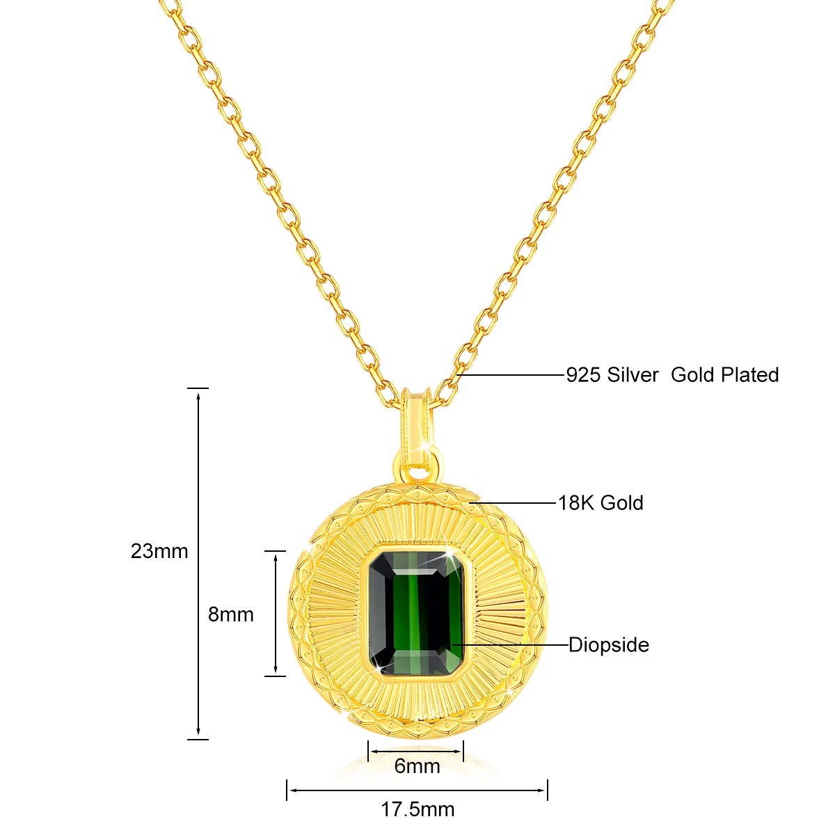 Original Design 18K Gold Natural Diopside Pendant Necklaces Anniversary Party Gift Fine Jewelry With Certificate for Women