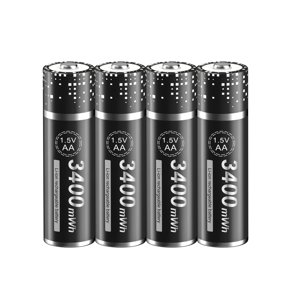 PALO AA Battery 1.5V Li-ion AA Rechargeable Battery 3400mWh AA Lithium-ion Battery with 4 Slots 1.5V 1.2V AA AAA Battery Charger