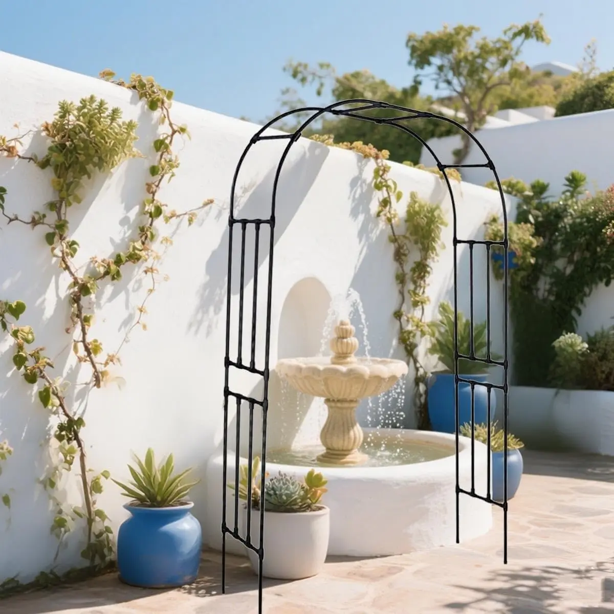 Arche de jardin en métal pour plantes grimpantes – Treillis pour roses et vigne, pergola robuste pour mariages, jardins et fêtes, 150x50x267cm