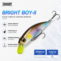 Kingdom Vibrate Sinking Minnow Lures 45mm 3.6g 60mm 7g Artificial Hard Wobblers Trolling Vibe Swimbaits For Bass Pike Fishing