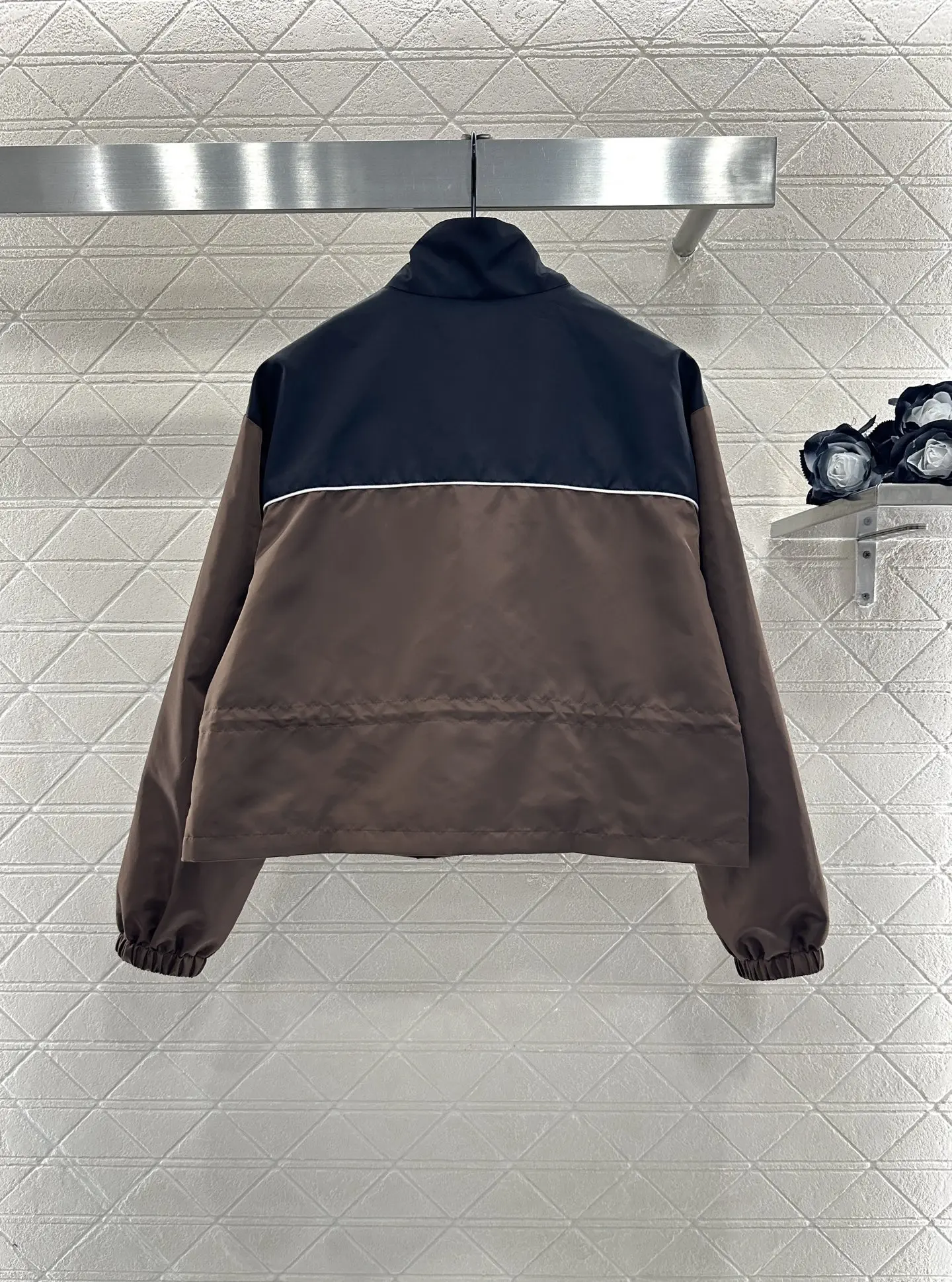 

Brown and Black Color - Block Coat for Women, Fashionable Outerwear for Autumn