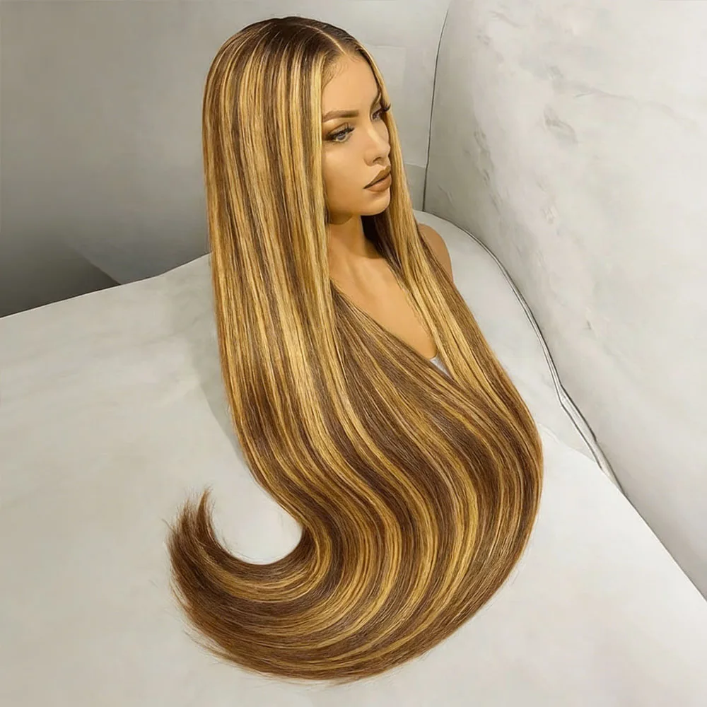 

200 Density Highlight Wig Human Hair 13x6 36 40 Inch Straight Wigs Human Hair 100% Brazilian Highlight 13x6 Lace Frontal Wig Hum
