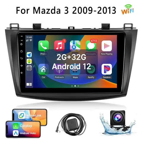 New 9 Inch Wireless Car Stereo for Mazda 3 2009-2013 CarPlay Android Auto Touch Screen Car Radio with Backup Camera GPS WIFI FM