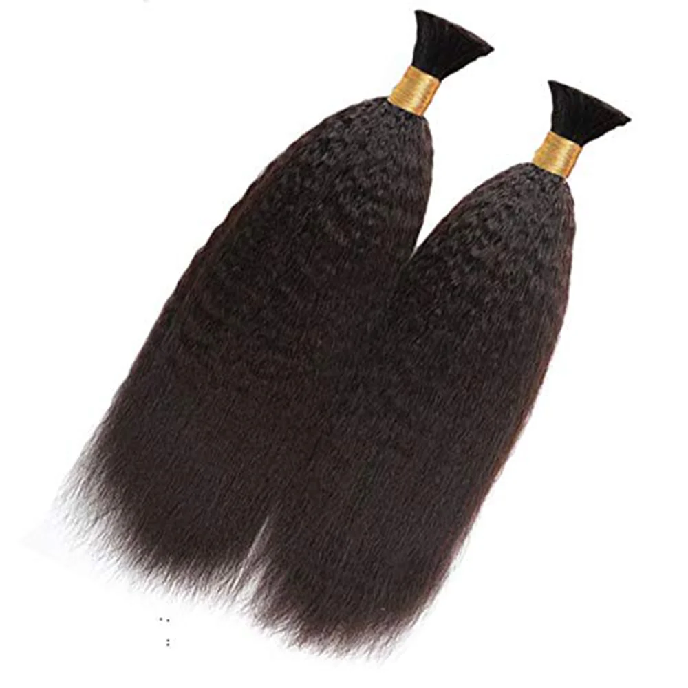 Kinky Straight Human Braiding Hair No Weft Kinky Straight Bulk Human Hair For Bohe Braids Micro Braiding