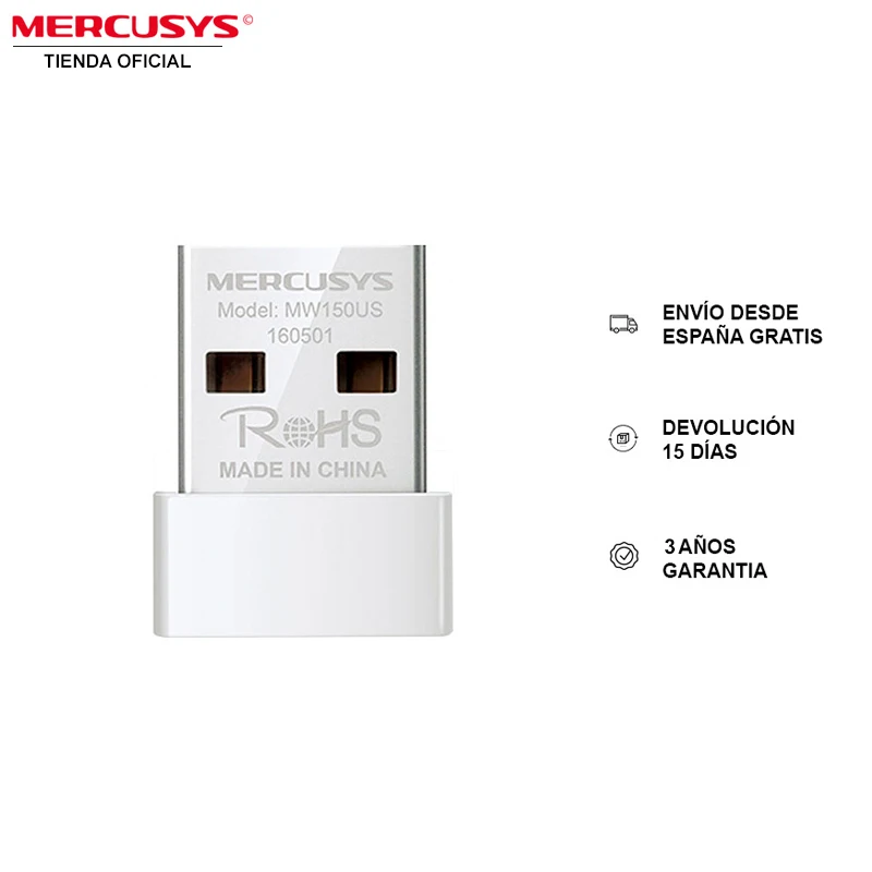 Merusys MW150US USB WiFi adapter for PC, N 150Mbps wireless speed, network card, easy configuration