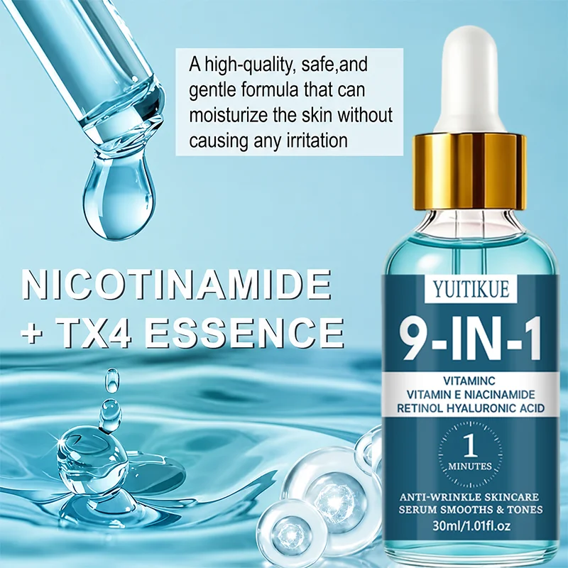 YUITIKUE 9-In-1 Multi-Effect Skincare Serum With Vitamin C Retinol Niacinamide Fast Soothing Toning Essence 30ml