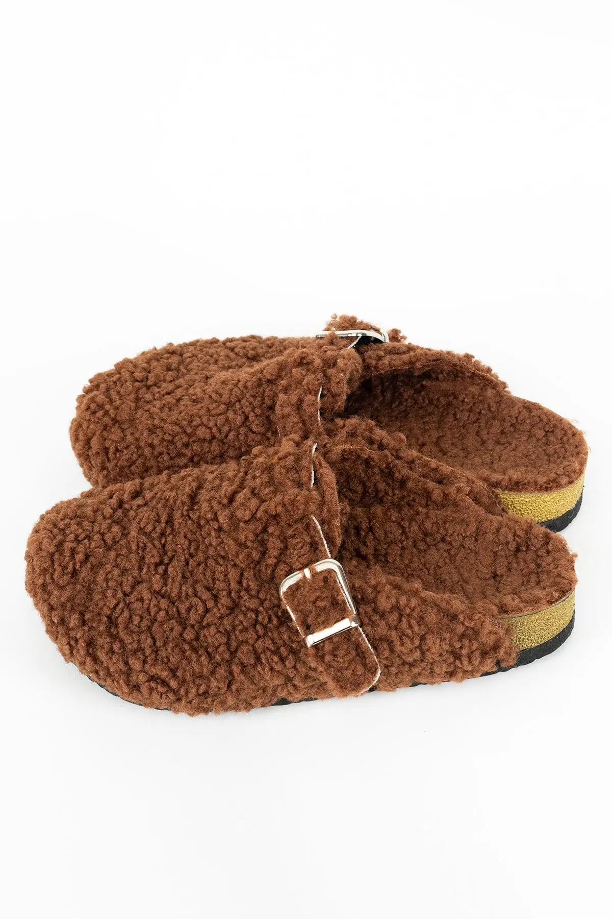 

Brown Teddy Cork Sole Slippers casual shoes summer women fashion sandals clogs