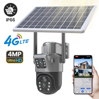 4MP 4G Wireless PTZ Solar Camera Dual Lens Dual Screen Outdoor IP Camera Solar Panel Audio PIR Security Surveillance Camera