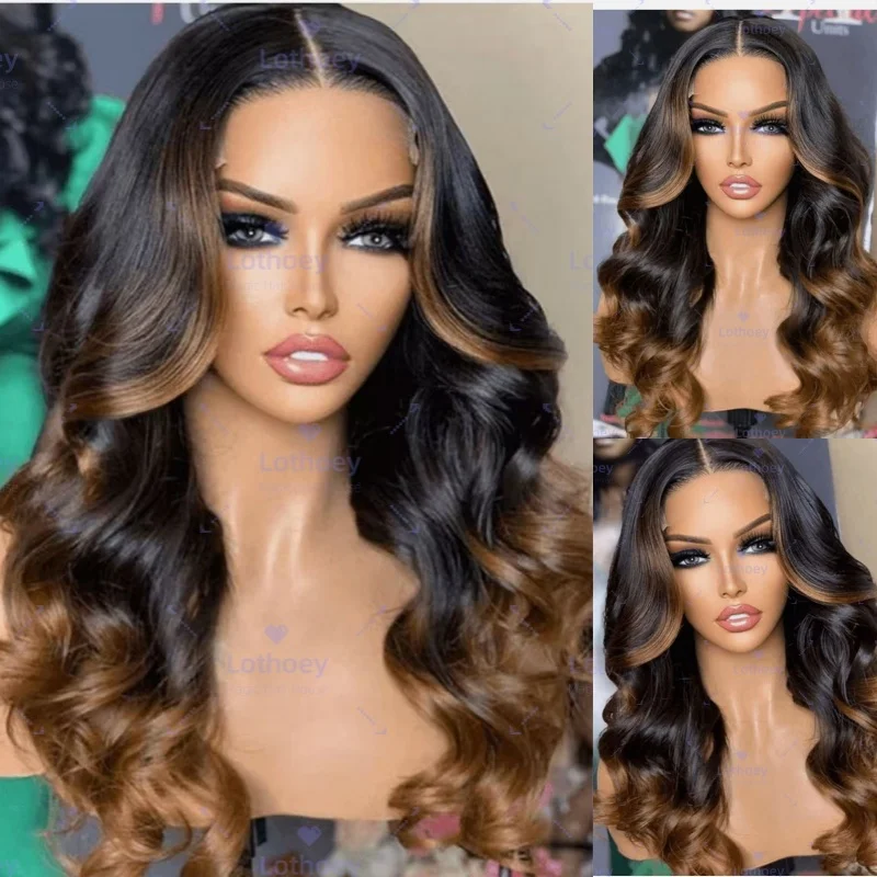 العسل شقراء ملونة الجسم موجة باروكة من شعر طبيعي قبل قطعها مع شعر الطفل 1B30 براون الدانتيل الباروكة الأمامية الحرير قاعدة شعر مستعار للنساء