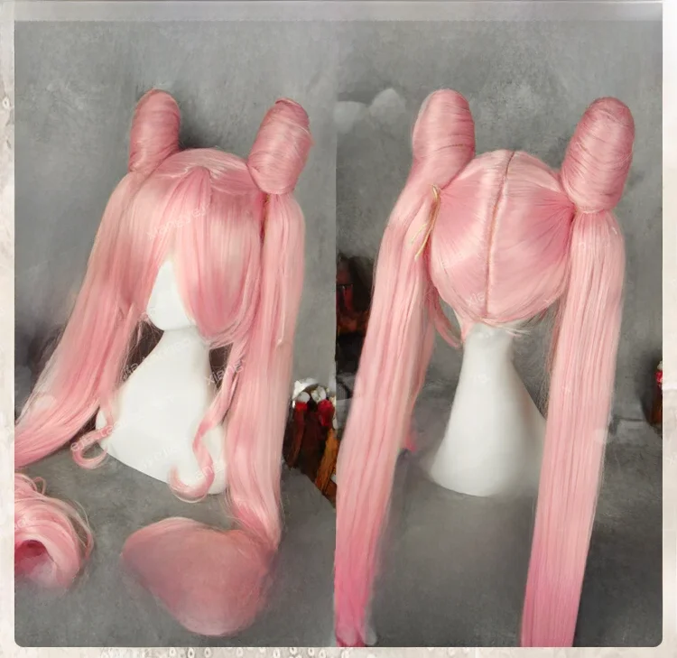 47 "120cm bardzo długi różowy marynarz Chibi Usa Chibiusa żaroodporne włosy syntetyczne przebranie na karnawał peruka + czapka z peruką — zdjęcie 2
