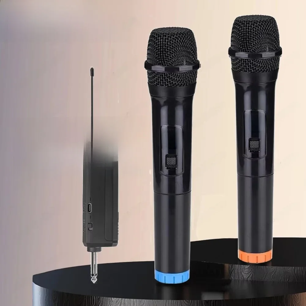 Draadloze microfoon Handmicrofoon 2 kanalen UHF-microfoon met vaste frequentie voor feestkaraoke Professionele kerkshowvergadering - afbeelding 2