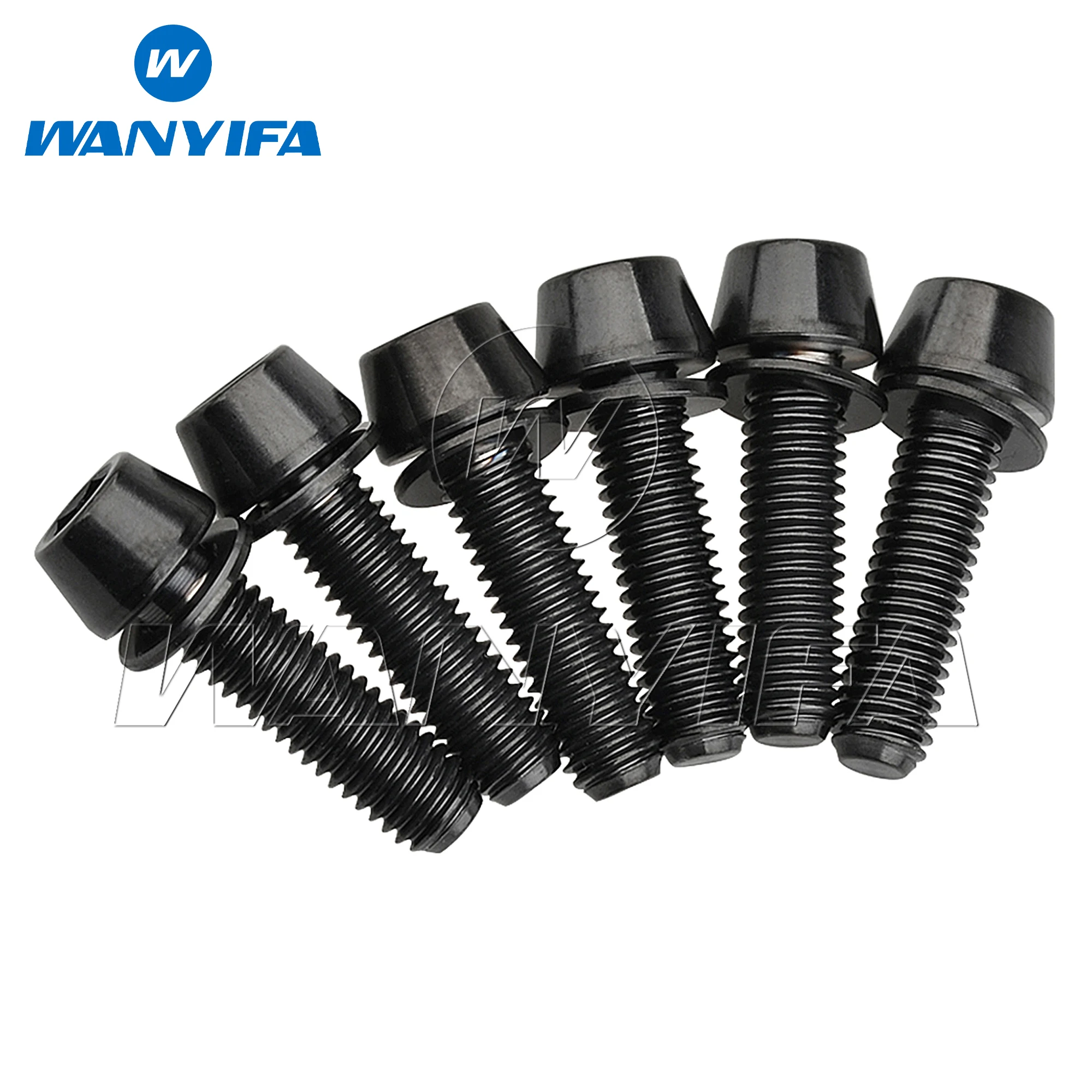 Wanyifa 6pcs Titanium Bolt M5x16 18 20mm Taper Allen Hex Head Screws with Washer for Bicycle Parts