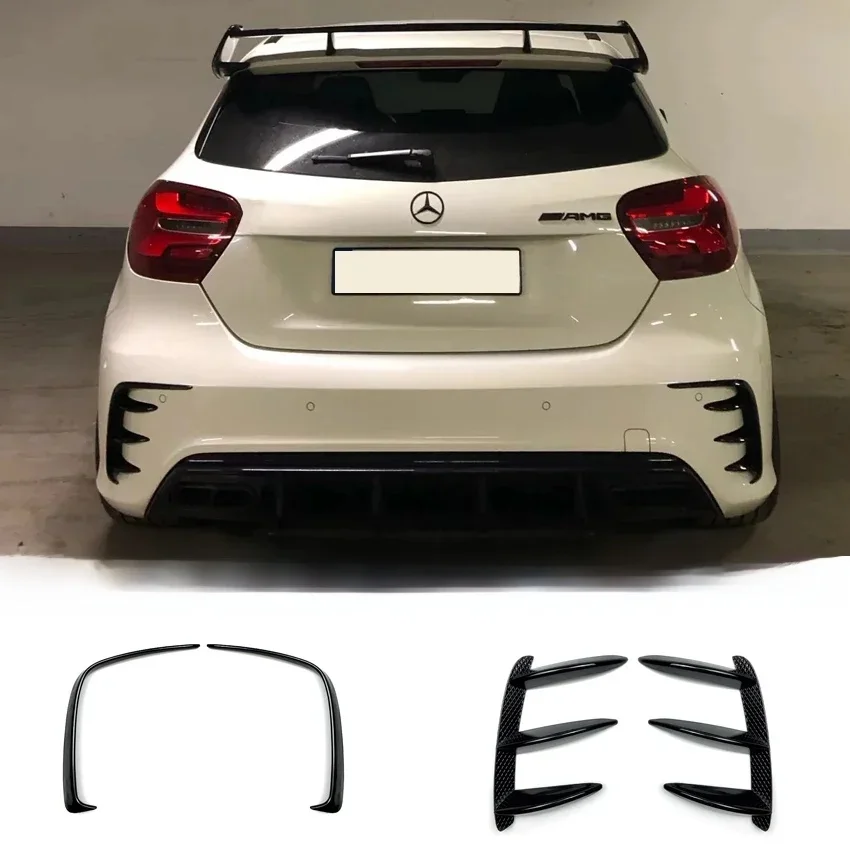 Hatchback Achterbumper Lip Spoiler Side Canards Splitter Body Kits Gloss Zwart Voor Mercedes Benz A-Klasse W176 A45 AMG 2013-2018 - afbeelding 2