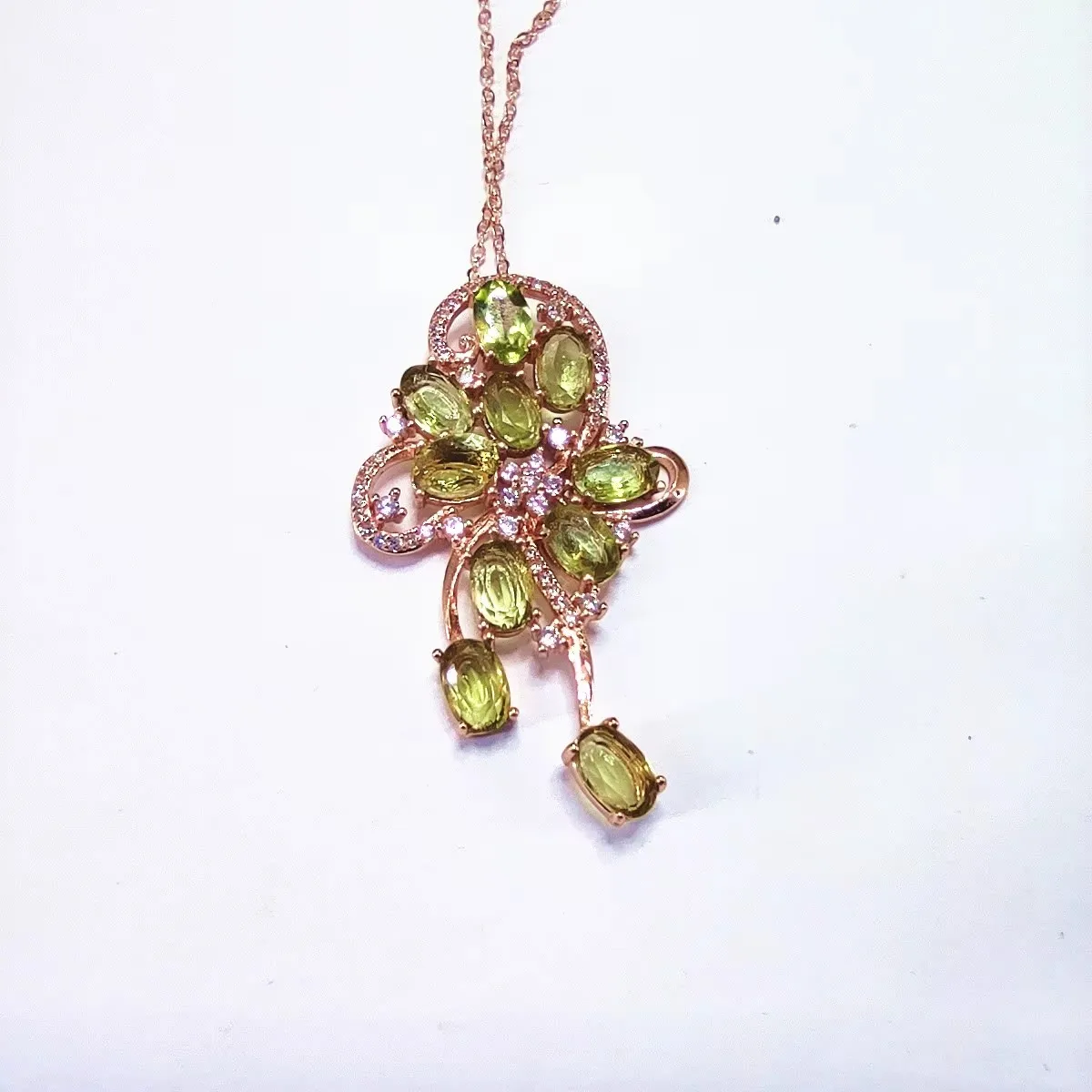 KJJEAXCMY Girl 4x6mm Olivine Tassel Pendant 925 Pure Silver Plated Platinum Rose Gold Wyprzedaż, prezent dla dziewczyny Chrystusa