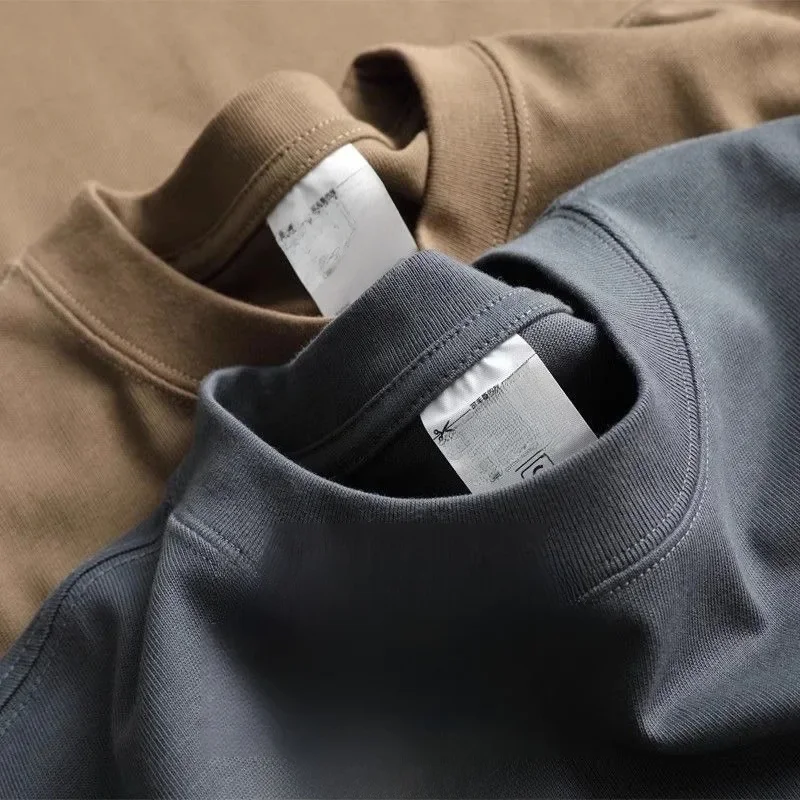Zware Wacht 425 gram Mannen T-shirt Katoen Half Mouw Ademend Hoge Kwaliteit Ronde Hals Basic Tops Mannen Zomer T-Shirt - afbeelding 2