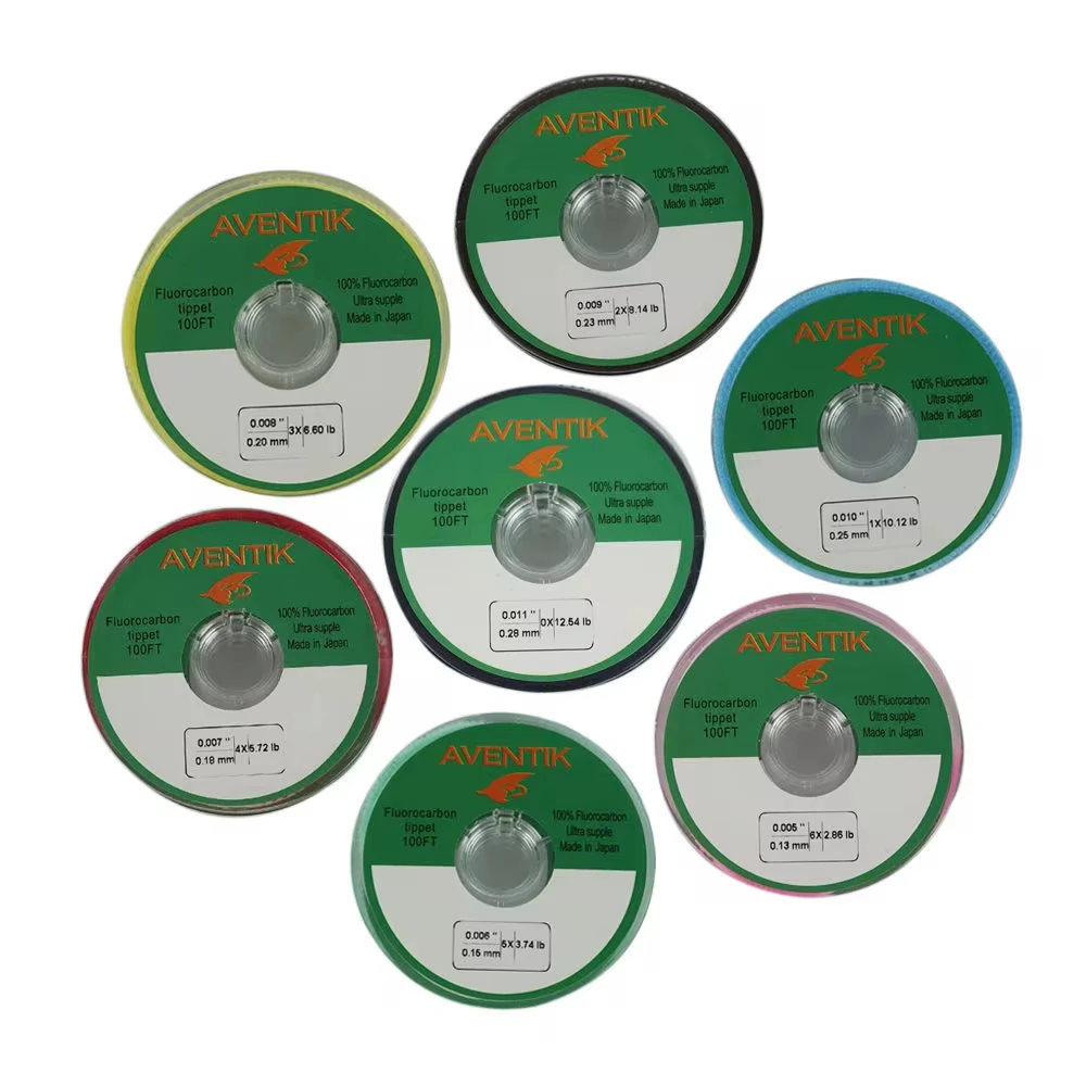 Aventik 30M 50M Spool 100% Fluorocarbon Fly Fishing Tippet Leaders Sinking Bass Fishing Saltwater Fishing Line