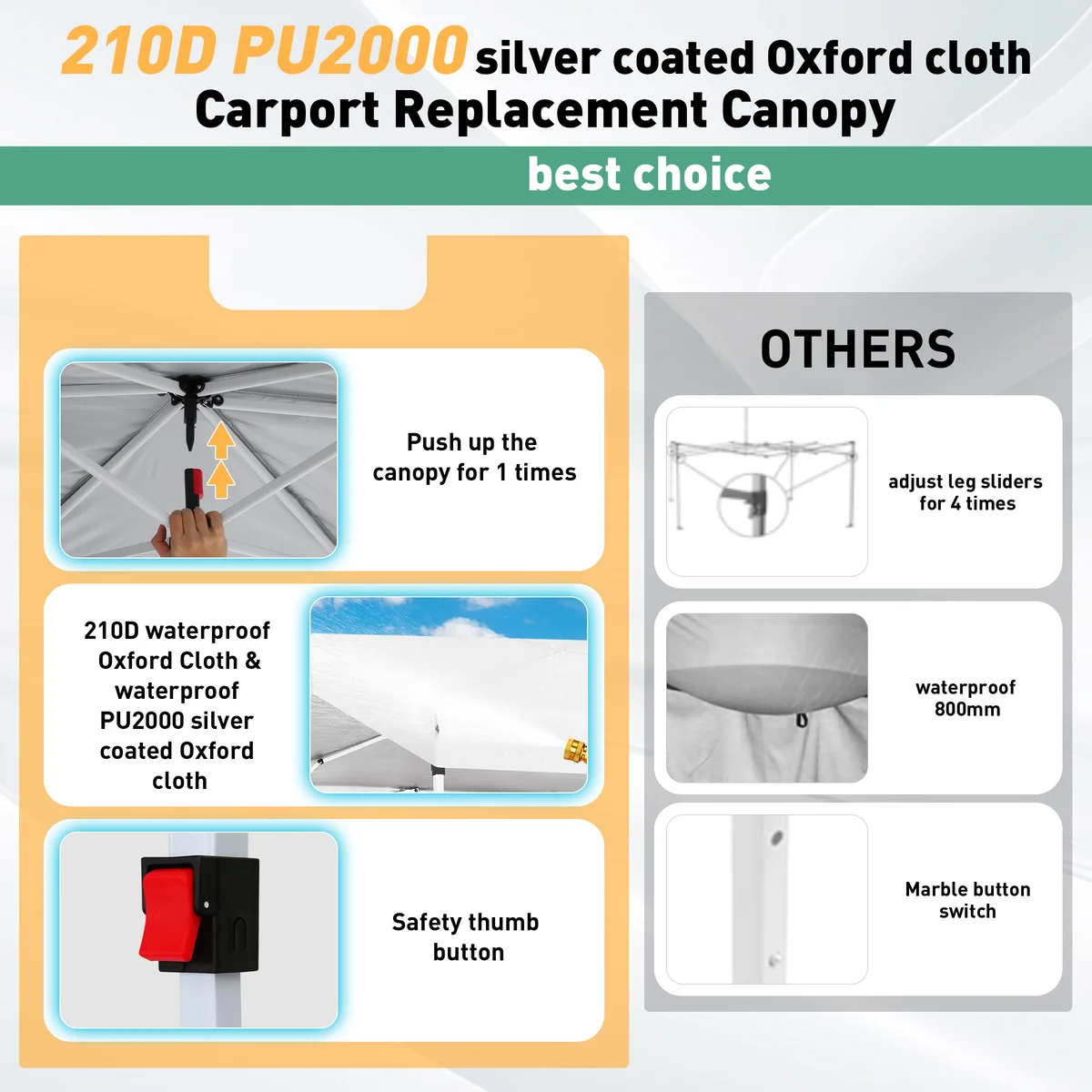 3x3M جناح قفل مركزي بزر واحد، خيمة حفلة مع لوحة جانبية واحدة، 3 ارتفاع قابل للتعديل، مرآب خارجي فوري للدراجات النارية #6