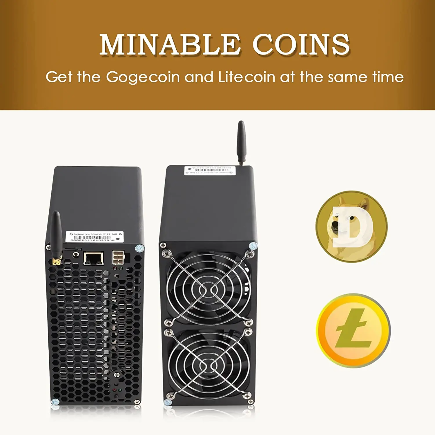 Second Used Goldshell Mini Doge Pro Limited Supply 205MH/S 220W With Power Supply Optional And Upgraded From Goldshell Mini Doge