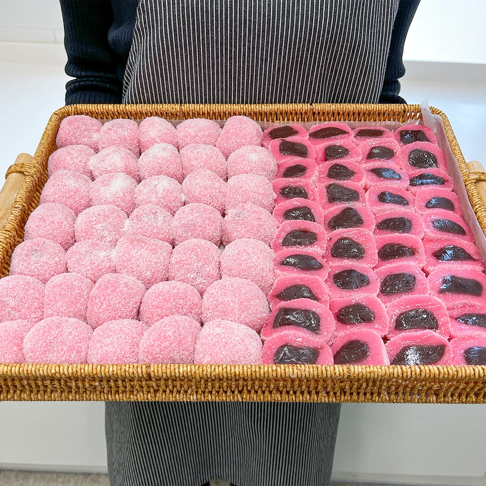 Pastel de arroz glutinoso con sabor a fresa relleno de fresa, 60 g*30 piezas (total de 1,8 kg)