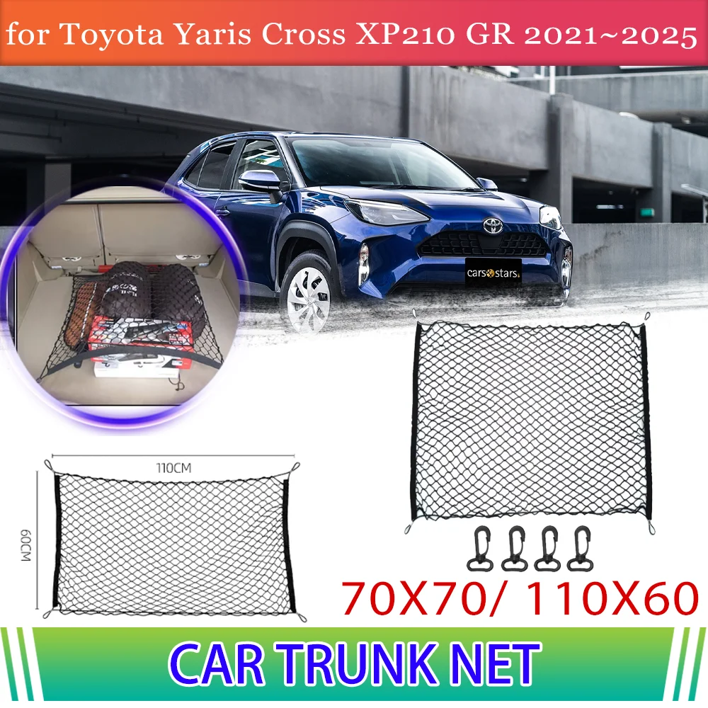 Car Trunk Net for Toyota Yaris Cross XP210 GR 2021~2025 Luggage Cargo Mesh Storage Organizer Elastic Nylon Pocket Accessories