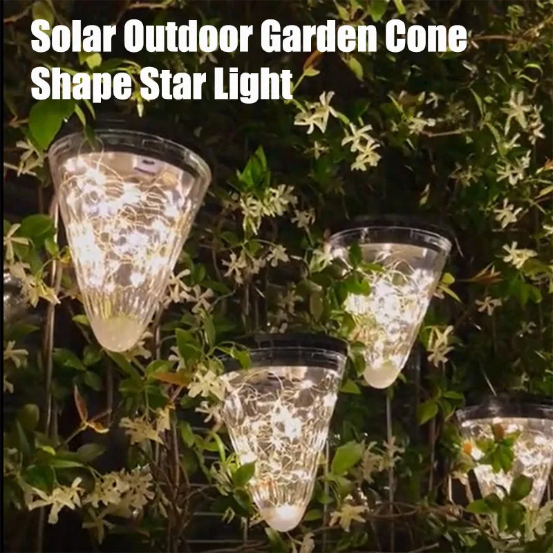 

Solar Outdoor Garden Cone Shape Star Light IP65 Waterproof Star Lantern Decorative Light Portable Hanging lamp Christmas Decor