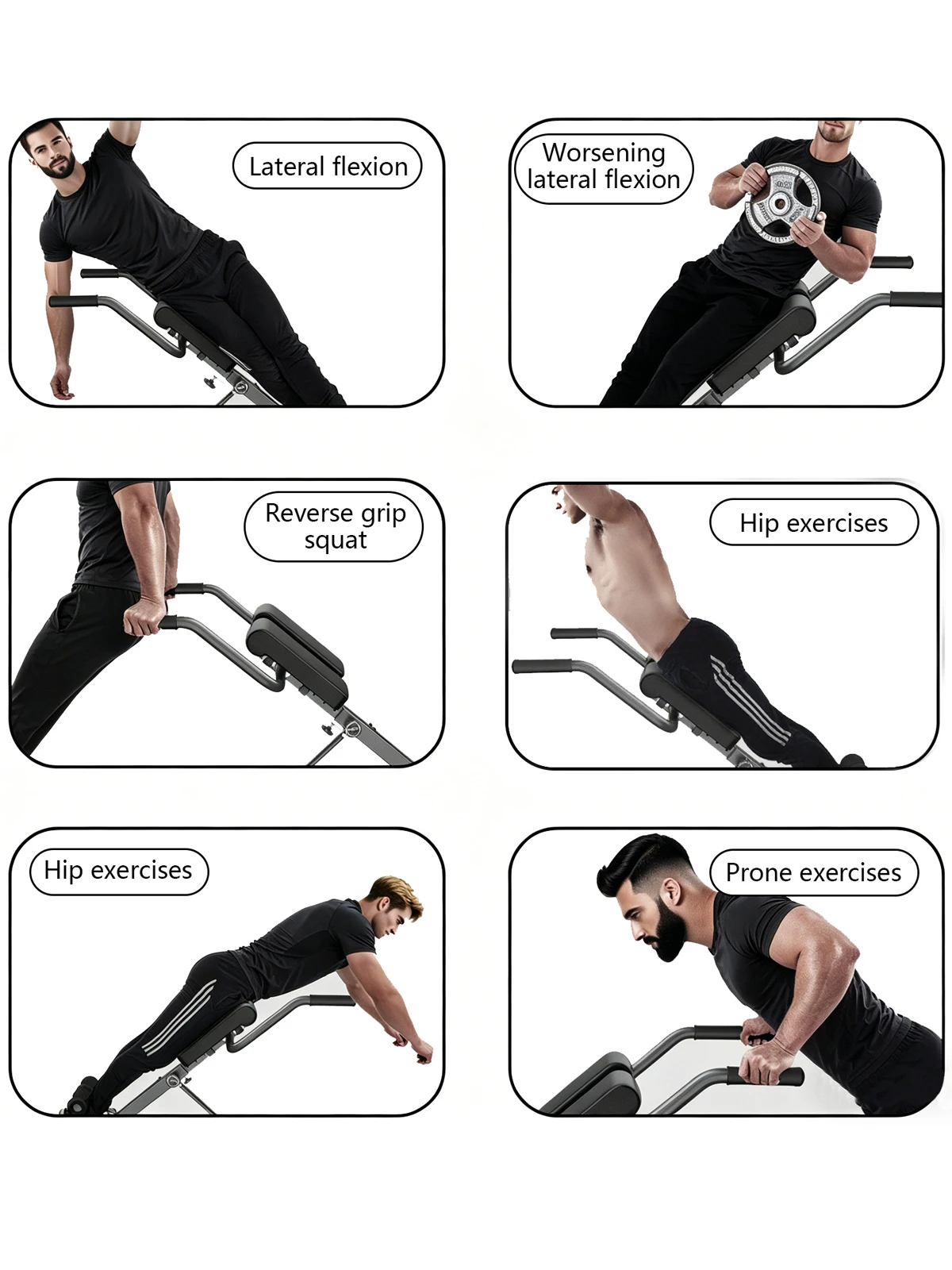 Klappbare Rückenstreckbank Roman Chair mit 6 Einstellstufen AB Roller Coaster Taillentrainer Heimtrainer für Ganzkörper-Workout Fitnessgerät