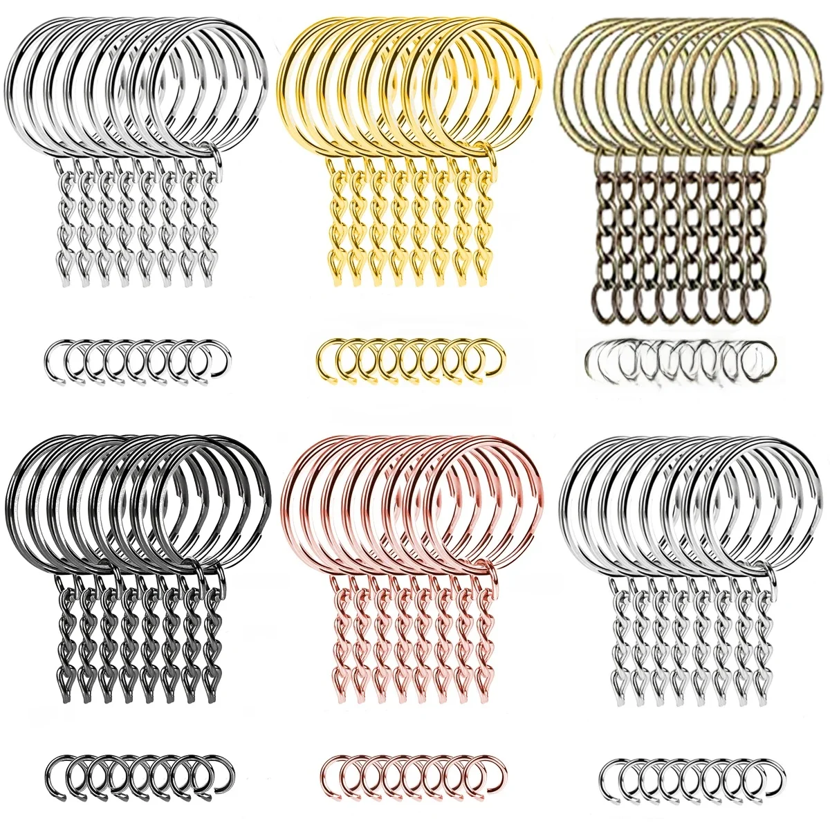 10/25/50 set sleutelhangers met kettingen en open jumpers, 1 inch open ronde sleutelhangerringen in bulk Geschikt voor handwerk om sieraden te maken - afbeelding 2