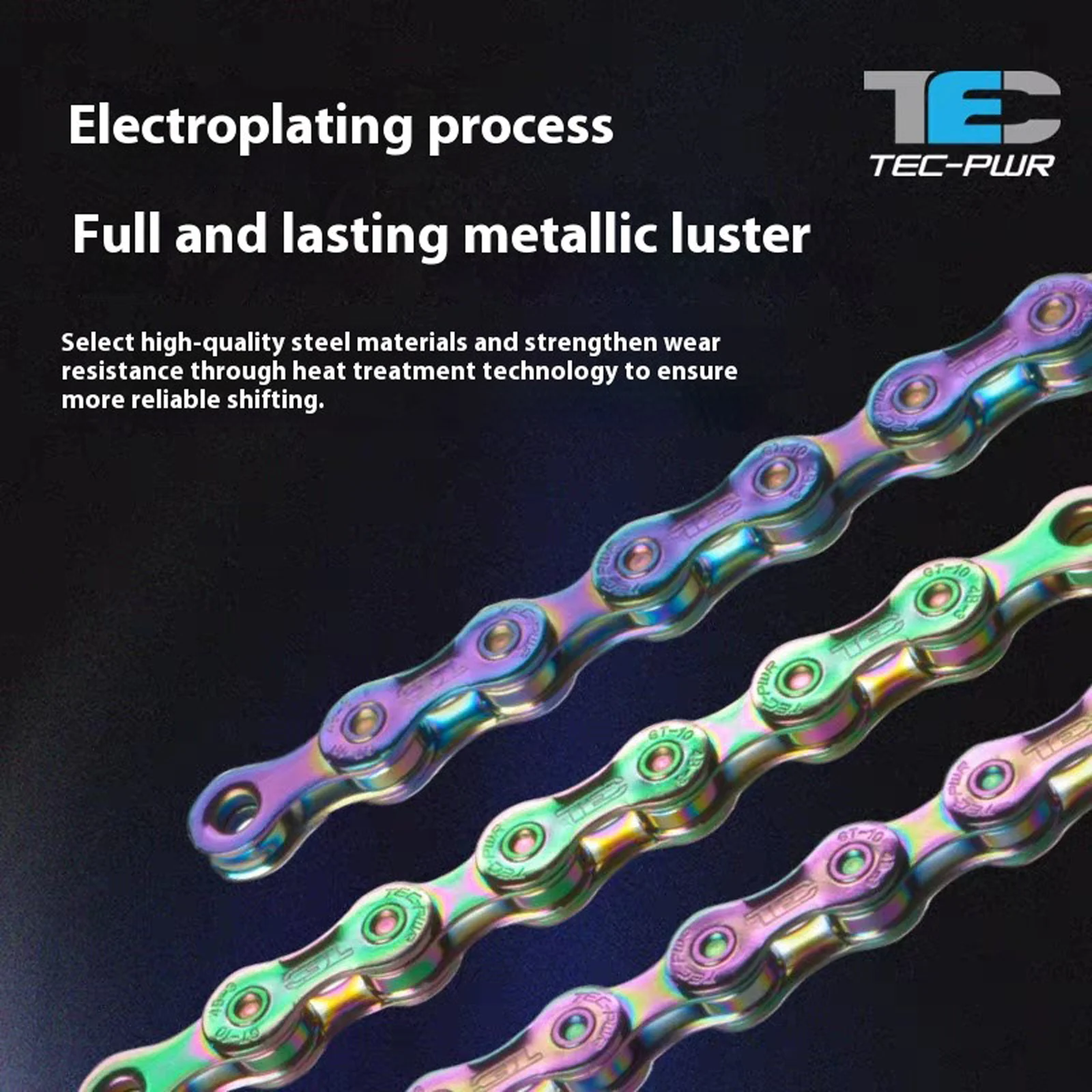 

KMC-TEC Bike Chain 10 Speed colorful Chain MTB Road Bike Mountain Single City Bike Bicycle Chain 1/2" x 11/128" Bike Cycing Part