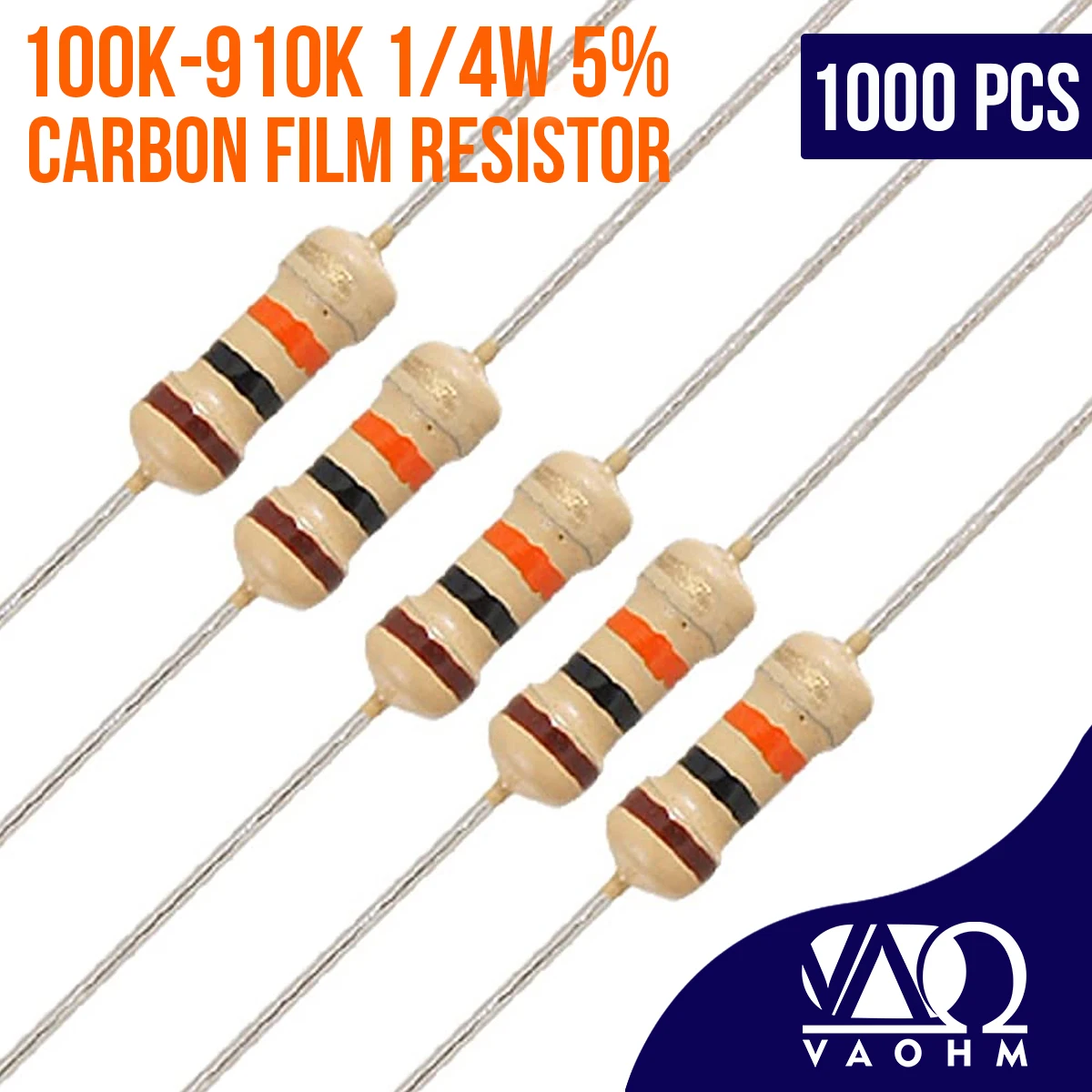 

RESISTOR 5% 0.25W 100K 120K 150K 180K 220K 240K 270K 300K 330K 360K 390K 430K 470K 510K 560K 620K 680K 750K 820K 910K 1000PCS