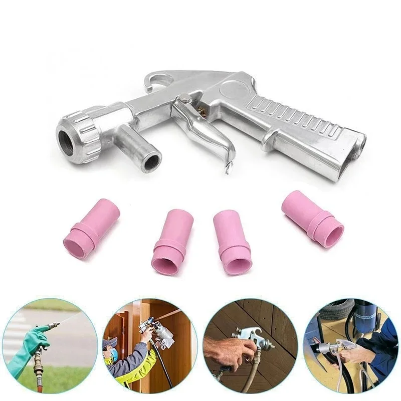 Kit de Pistolet de Sablage pour Aérographe Durable, Outil Pneumatique de Dérouillage avec 3 Buses, Connecteur et Tube