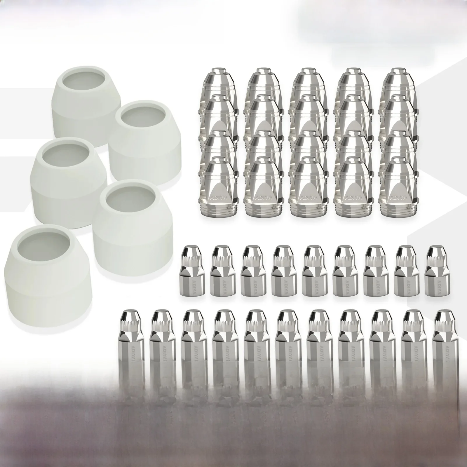 ADIYAWELD 25/45PCS P80 Plasma Cutting Consumables Kits Shield Cups Tips Nozzles Electrodes CNC Plasma Cutter Torch Consumables