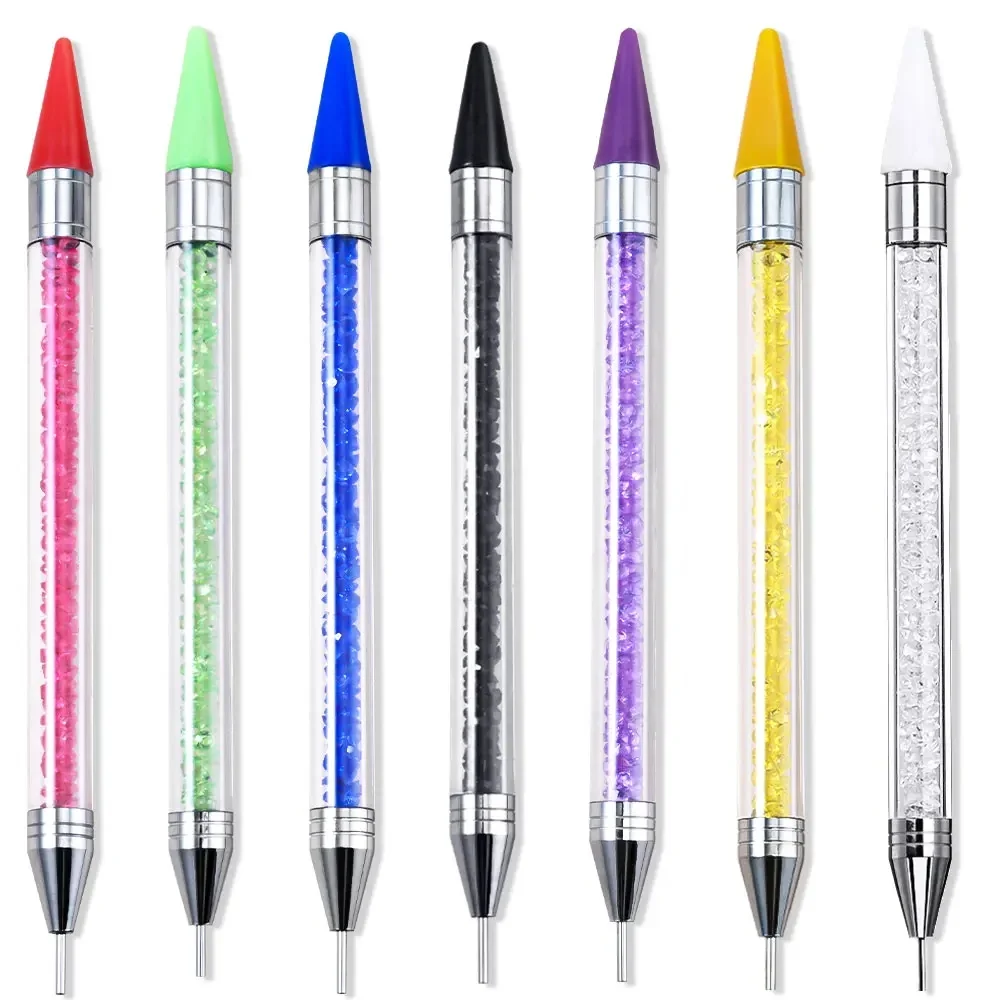 Sélecteur de pierres précieuses en strass à double extrémité, stylo à points, crayon de cire, poignée en acrylique, goujons en cristal, outils de manucure pour Nail Art, DIY, 1 pièce