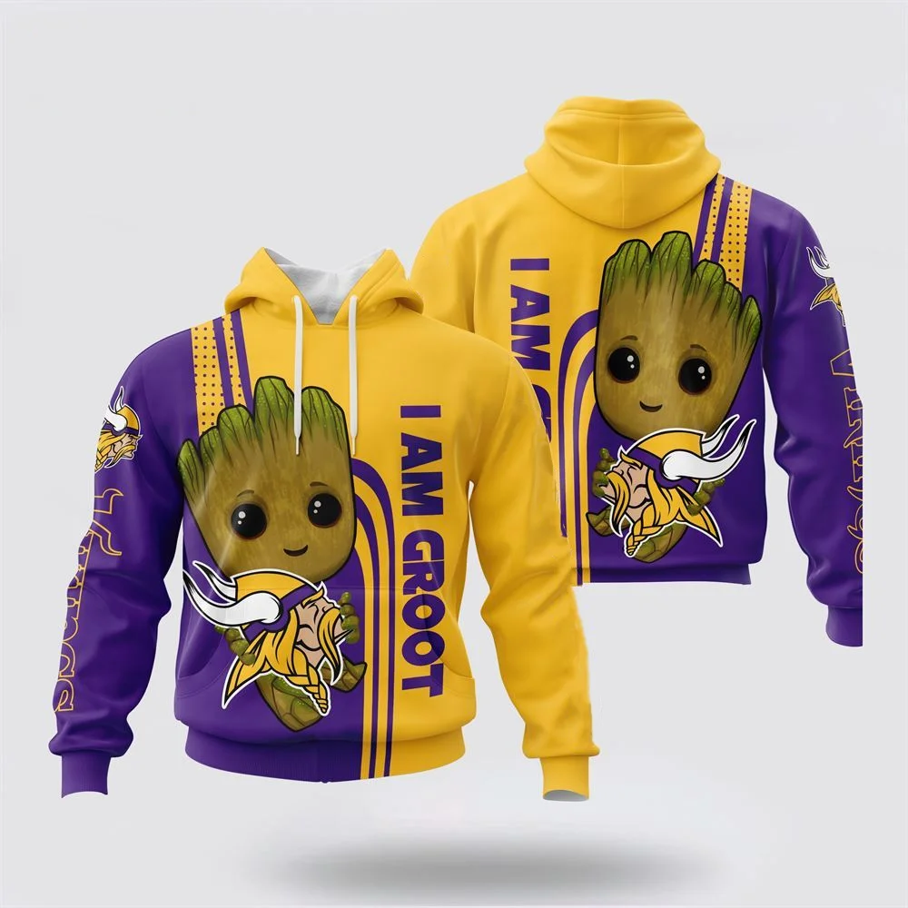 New Minnesota American football Hoodie Warm Popular Hoodie Casual Long Sleeve Pullover Hoodie Vikings 3D Hoodie Style