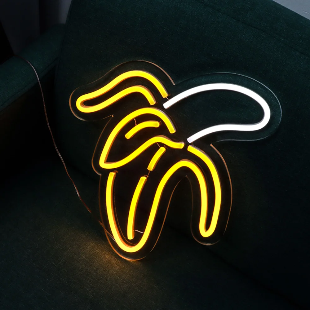 banana shape  Flexible Neon Strip Cursive Handwriting Neon Sign for fruit shp