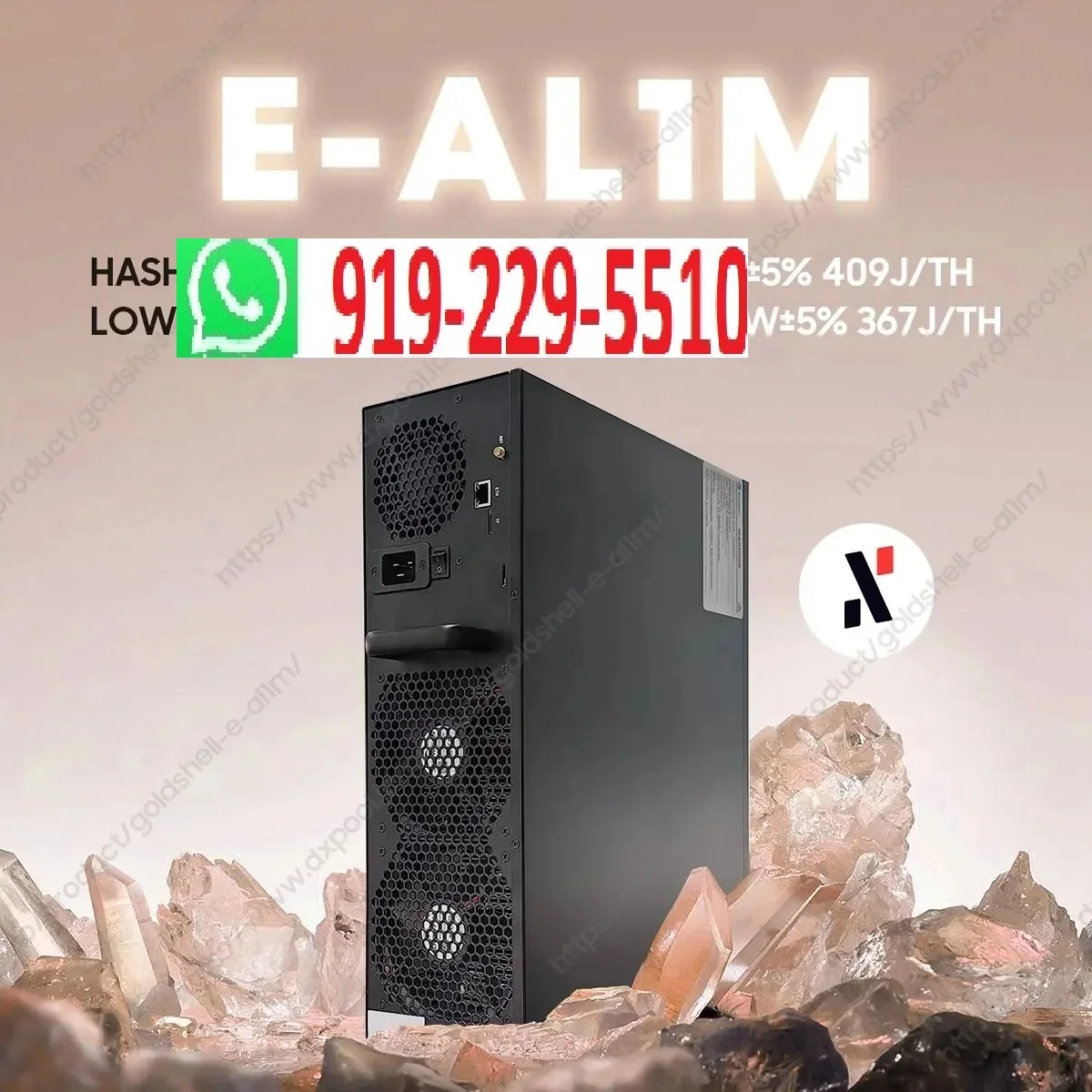 BEST DEAL BUY 5 GET 3 FREE Goldshell E-AL1M 4.4TH 1800W ALPH Black 3 Algorithm with PSU In Stock